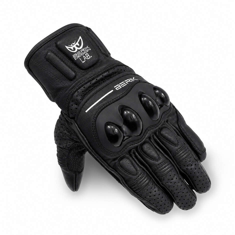 Guanti Moto In Pelle Berik 2.0 185305 New TX-2 Nero