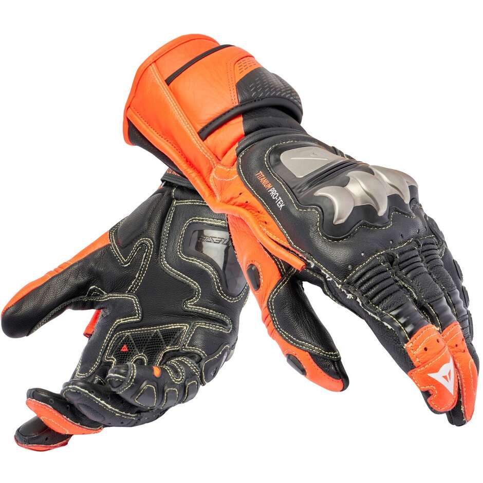 Guanti Moto in Pelle FULL METAL 7 Black Rosso Fluo taglia XS