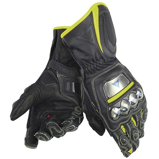 Guanti Moto In Pelle Dainese Full Metal D1 Nero Giallo Fluo