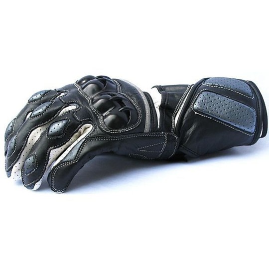 Guanti Moto In Pelle Race Modello 001 Sport Grey Morbidissimi