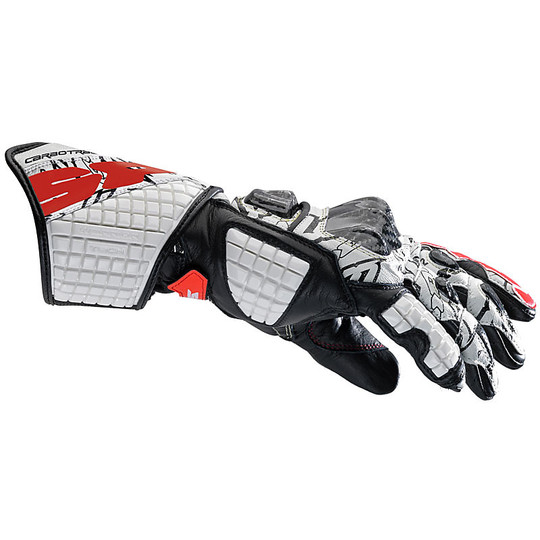 Guanti Moto In Pelle Racing Spidi CARBO TRACK REPLICA Bianco