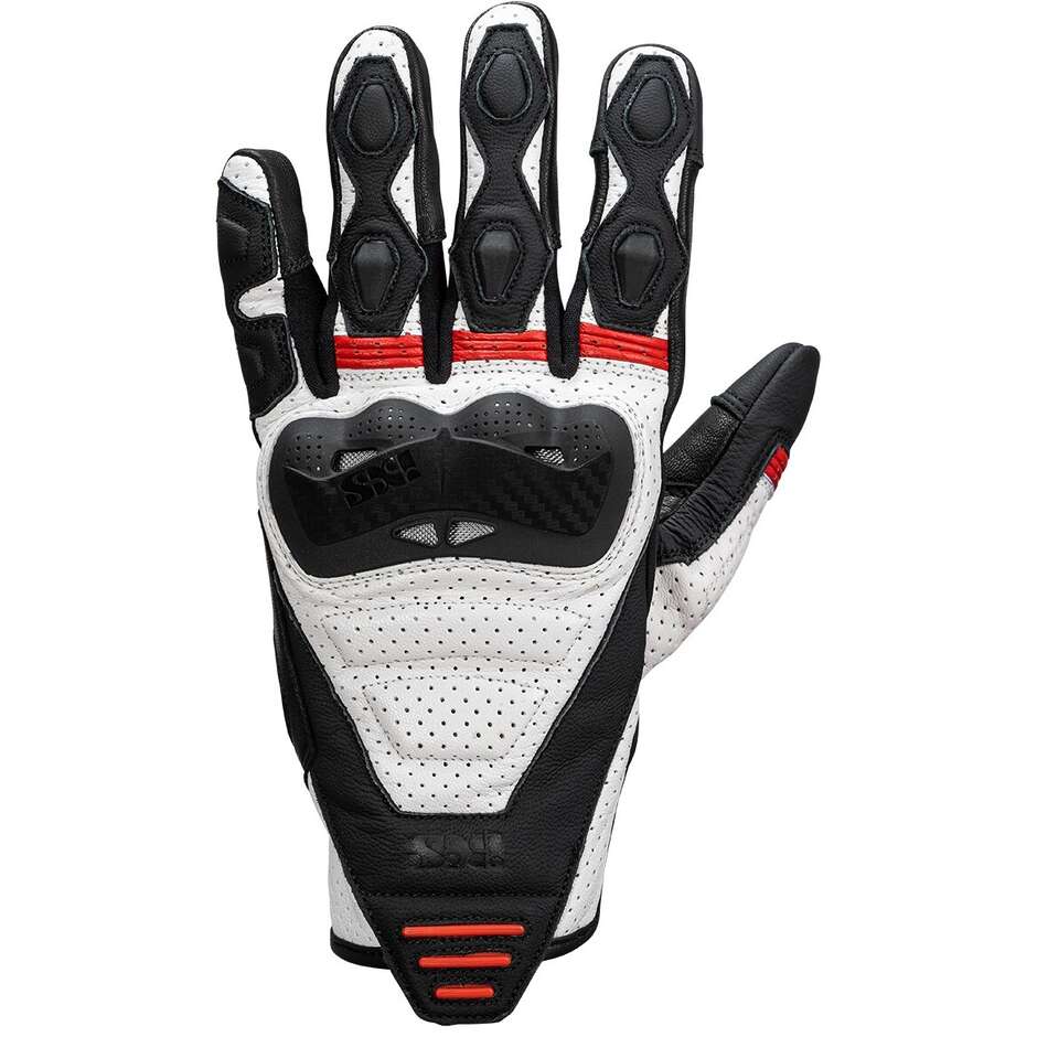 Guanti Moto Ixs Rapid 1.0 in pelle Nero-Bianco Rosso 