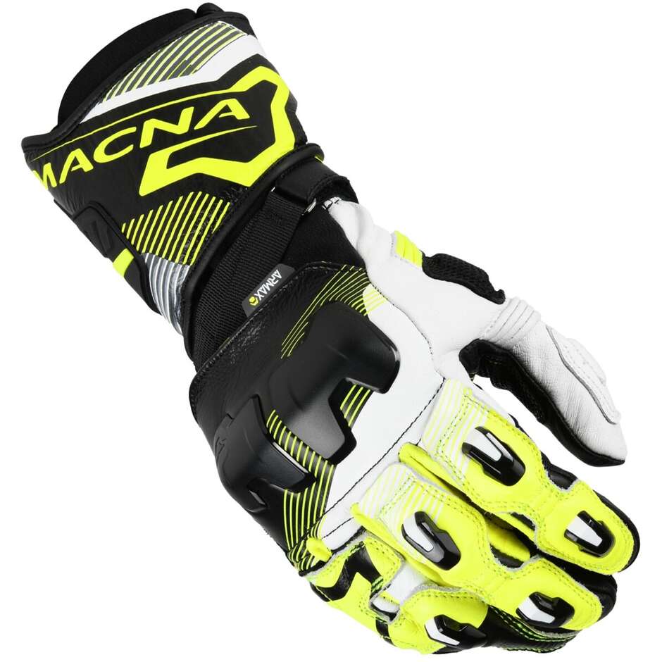 Guanti Moto Macna Powertrack 2.0 Nero fluo Giallo Bianco