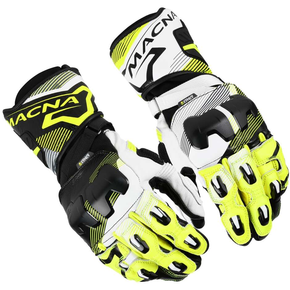 Guanti Moto Macna Powertrack 2.0 Nero fluo Giallo Bianco