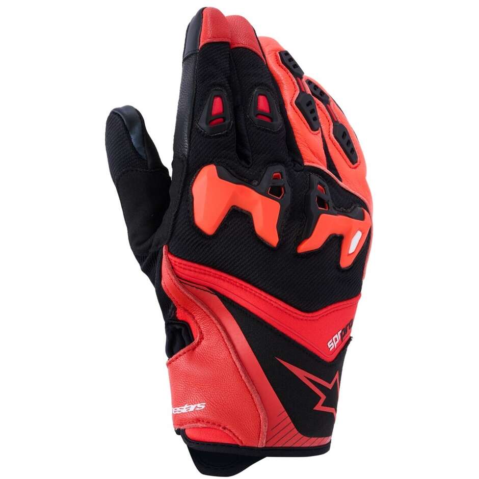 Guanti Moto Pelle Alpinestars SP-R PRO Nero Rosso Fluo