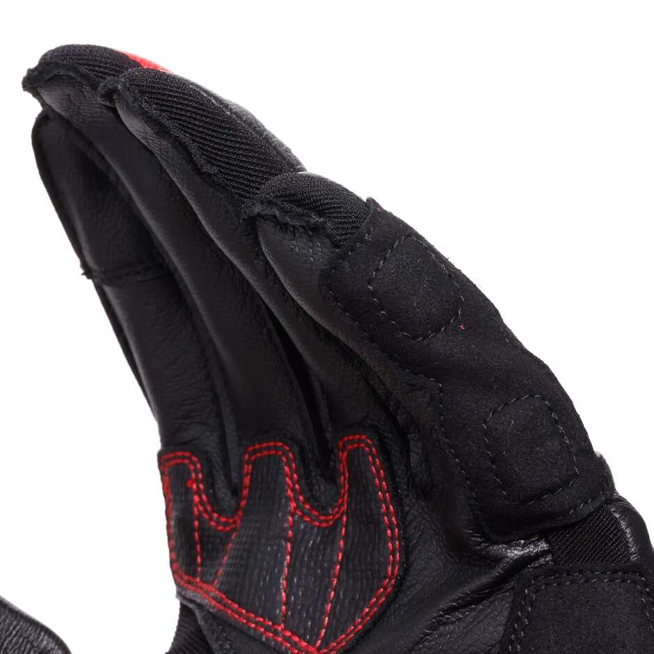 Guanti Moto Pelle Dainese REACTO CARBON SHORT GLOVES Nero Rosso Lava