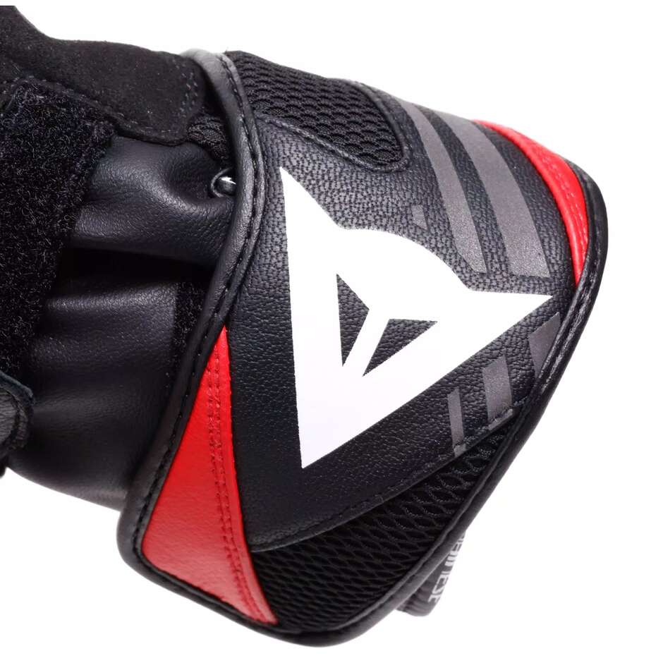 Guanti Moto Pelle Dainese REACTO CARBON SHORT GLOVES Nero Rosso Lava