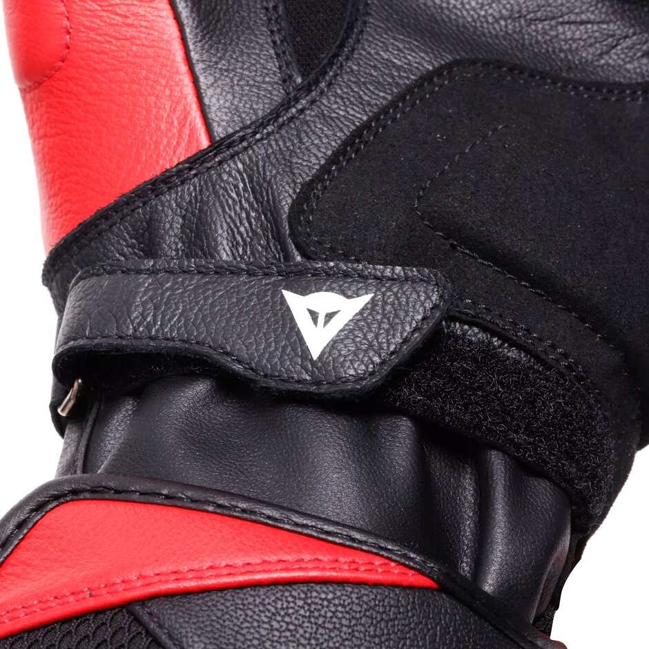 Guanti Moto Pelle Dainese REACTO CARBON SHORT GLOVES Nero Rosso Lava