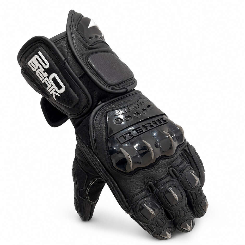 Guanti Moto Racing Berik 2.0 In Pelle G-10397 Misano Nero