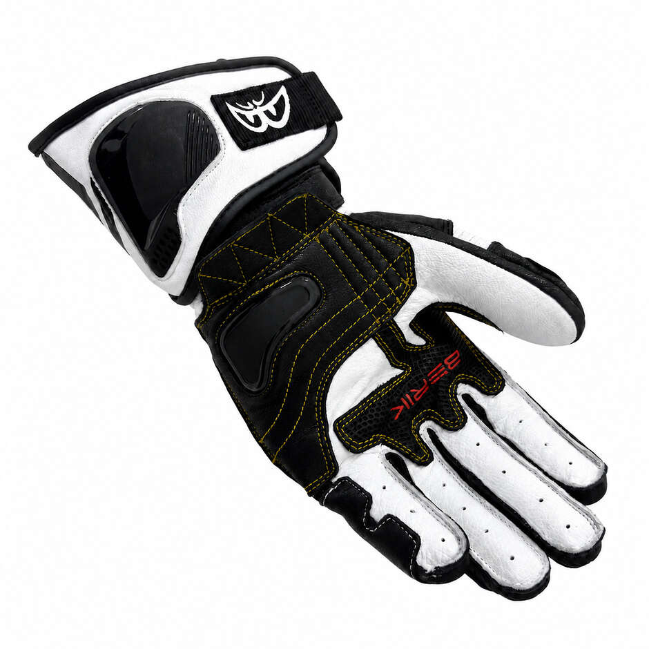 Guanti Moto Racing Berik 2.0 In Pelle G-255106 Nero Bianco