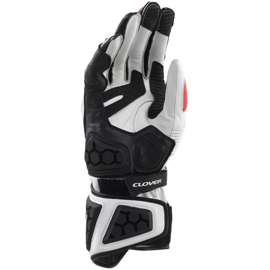 Guanti Moto Racing Clover RS-9 RACE REPLICA Bianco Rosso