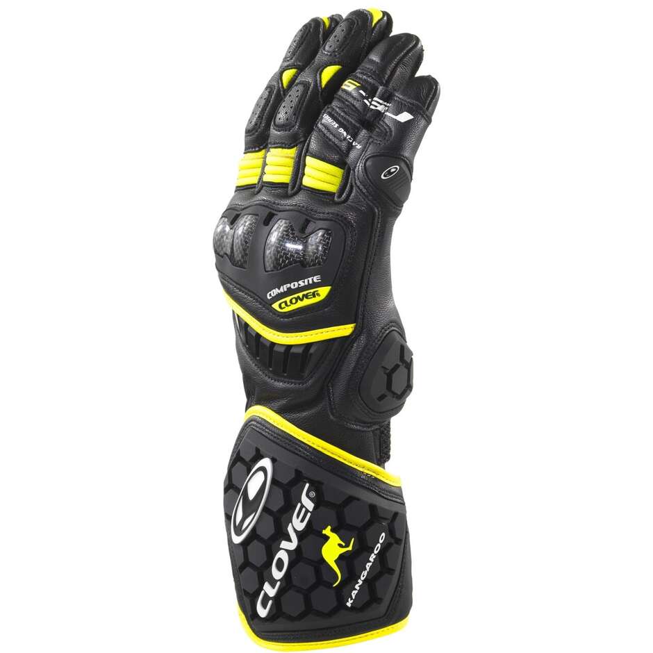 Guanti Moto Racing Clover RS-9 RACE REPLICA Nero Giallo