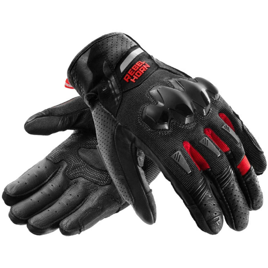 Guanti Moto Rebelhorn DEFENDER Nero Rosso