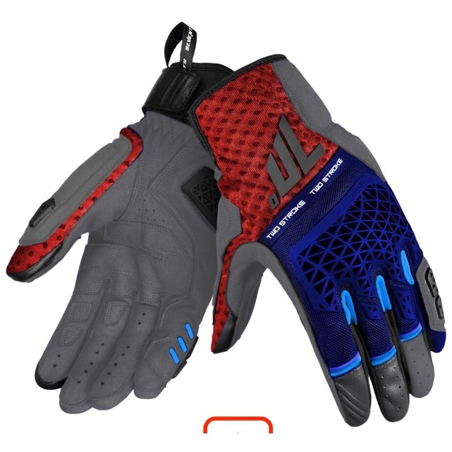 Guanti Moto Seventy Degrees SD-N60 TWO STROKE Blu Rosso