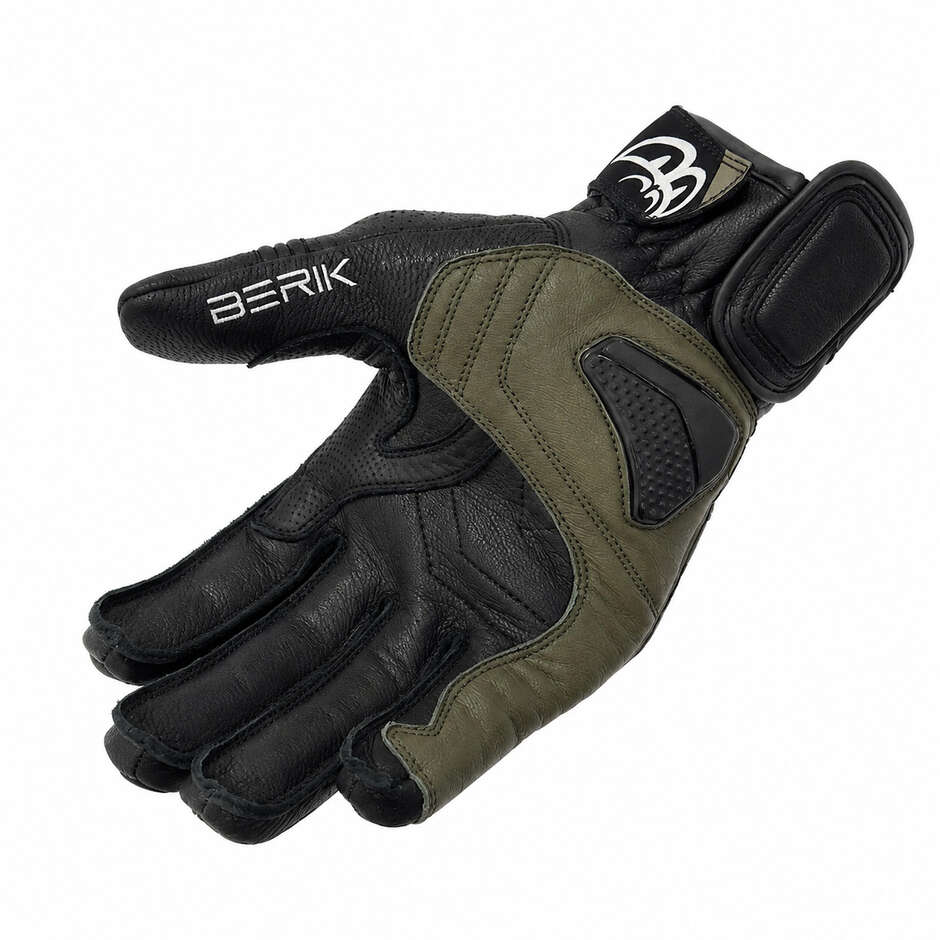 Guanti Moto Sportivi Berik 2.0 In Pelle G-255101 Nero Bianco Giallo Fluo
