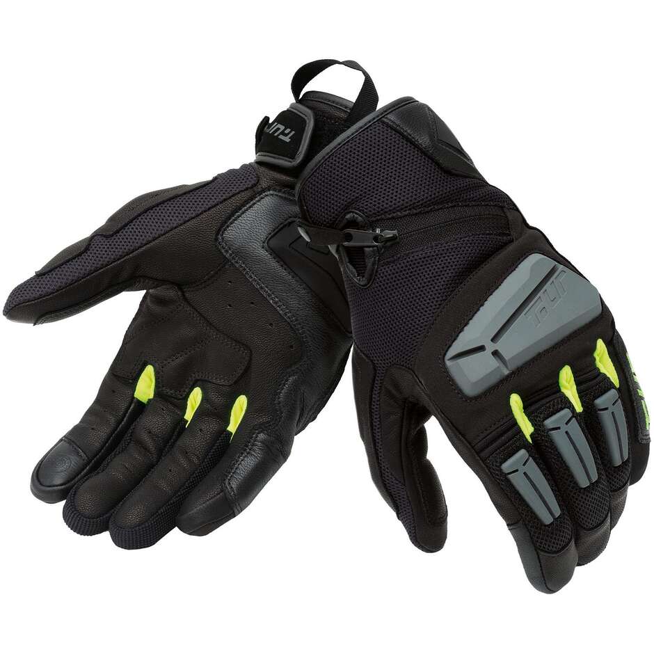 Guanti Moto T-UR T918HM G FOUR Nero Giallo Fluo taglia XL