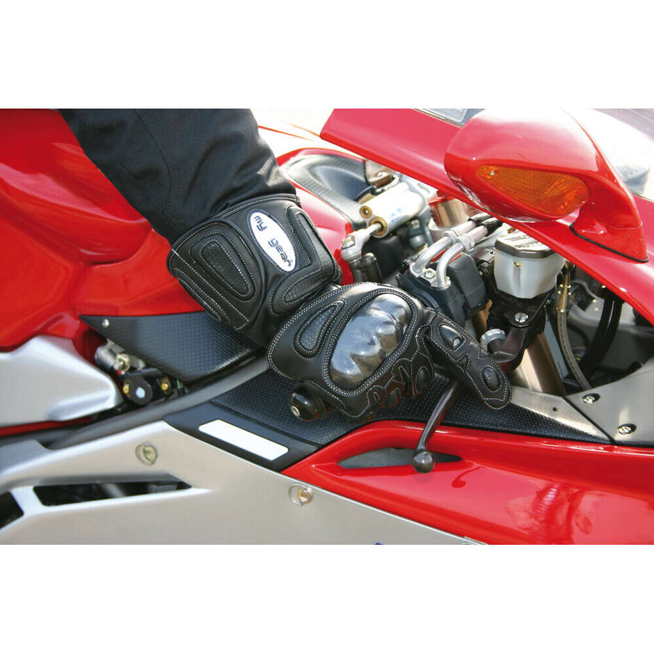 Guanti Moto Tecnici Lampa L-Tech In Pelle Nero