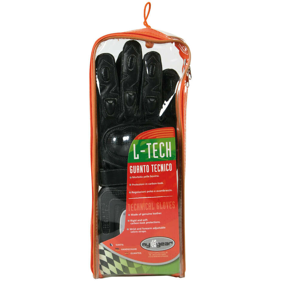 Guanti Moto Tecnici Lampa L-Tech In Pelle Nero