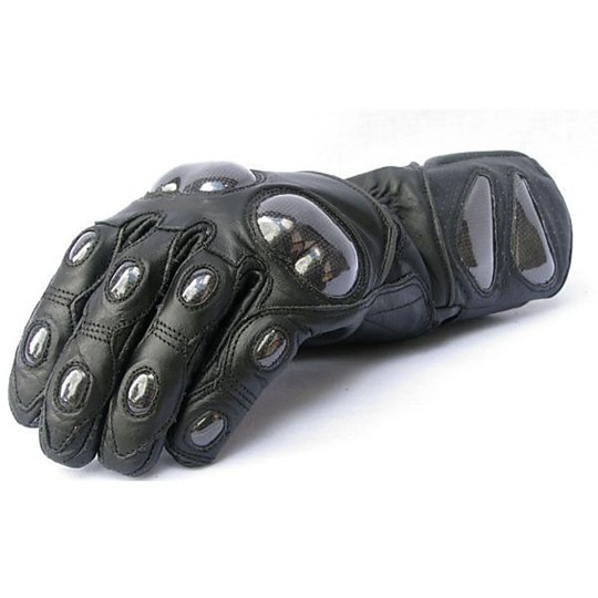 Guanto Moto In Pelle Con Prtezioni Modello P002 Nero