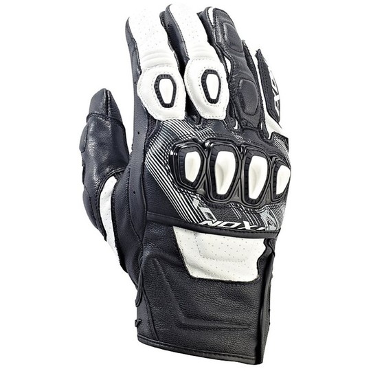 Handschuhe Ixon Motorradrennen Leder Rs Auslöser HP Schwarz / Weiß