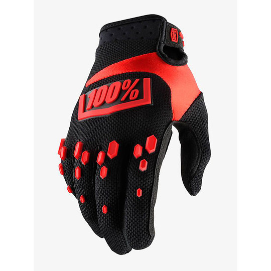 Handschuhe Moto Cross Enduro 100% Airmatic Schwarz Rot