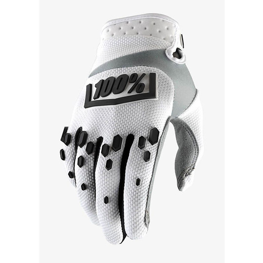 Handschuhe Moto Cross Enduro 100% Airmatic Schwarz Weiß