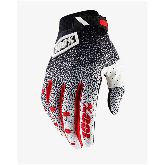 Handschuhe Moto Cross Enduro 100% Ridefit Schwarz Weiß