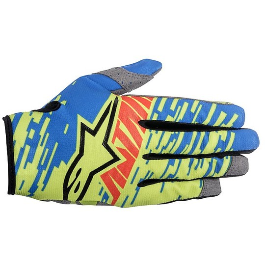Handschuhe Moto Cross Enduro Alpinestars Racer Braap Gloves 2016 Blue Lime Grün