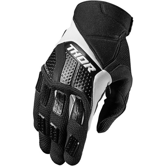 Handschuhe Moto Cross Enduro THOR Zugstufe Schwarz Weiß