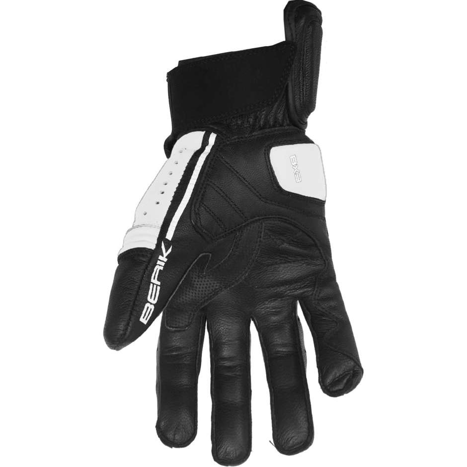 Handschuhe Moto Leder Berik 2.0 185305 TX-2 Schwarz Weiß