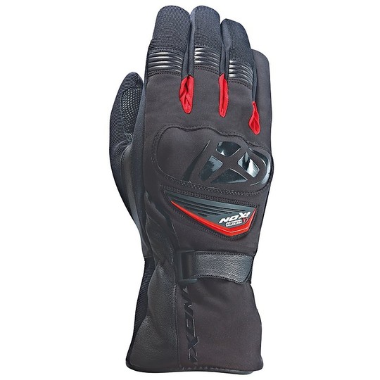 Handschuhe Motorrad-Winter-Leder und Textil und Leder Pro Ice HP Schwarz Rot