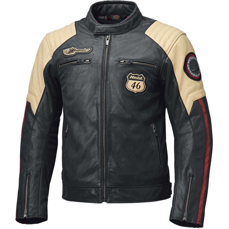 Held Baker 2 Motorradjacke Schwarz Beige Bordeaux