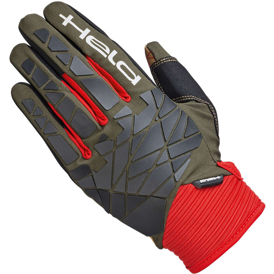 Held Tactura Motorcycle Gloves Military Green Red