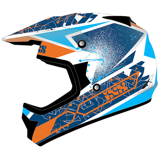 Helm Moto Cross Enduro für Kind IXS 278 Kid 2.0 Tiger Weiß Blau Orange