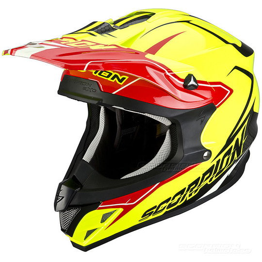 Helm Moto Cross Enduro Scorpion VX-15 Luft Licht Gelb Rot