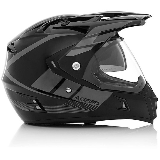 Helm Moto Integral-Aktiv Acerbis Dual-Straße Graffix Schwarz Grau