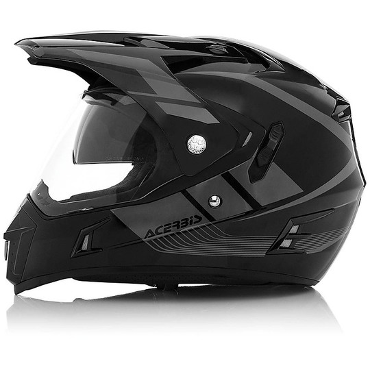Helm Moto Integral-Aktiv Acerbis Dual-Straße Graffix Schwarz Grau