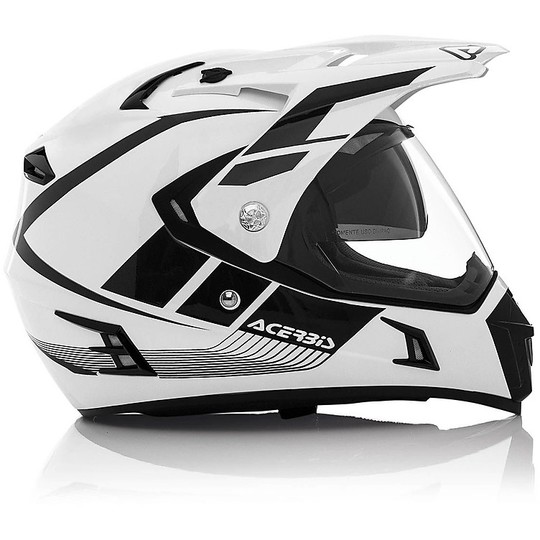 Helm Moto Integral-Aktiv Acerbis Dual-Straße Graffix Weiß Schwarz