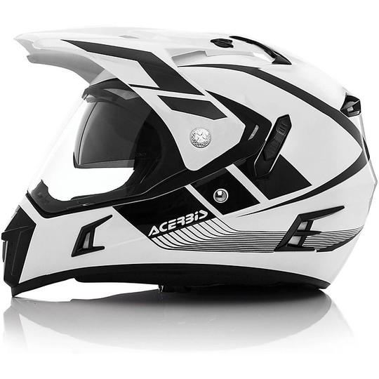 Helm Moto Integral-Aktiv Acerbis Dual-Straße Graffix Weiß Schwarz