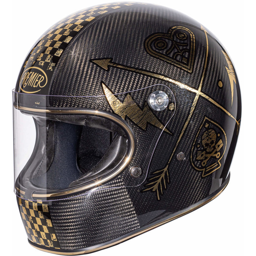 Helm Moto Integral Carbon-Premier Trophy Stil der 70er Jahre NX GOLD CHROMED