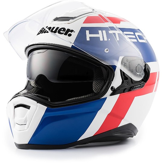 Helm Moto Integral Fiber Doppel Visier Blauer FORCE ONE 800 Blau Weiß Rot