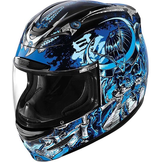 Helm Moto Integral Fiber ICON Airmada Shadow Warrior blau