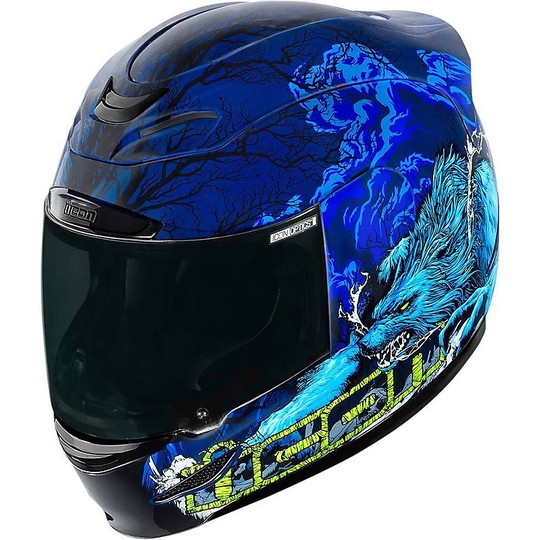 Helm Moto Integral Fiber ICON Airmada Thriller Blau