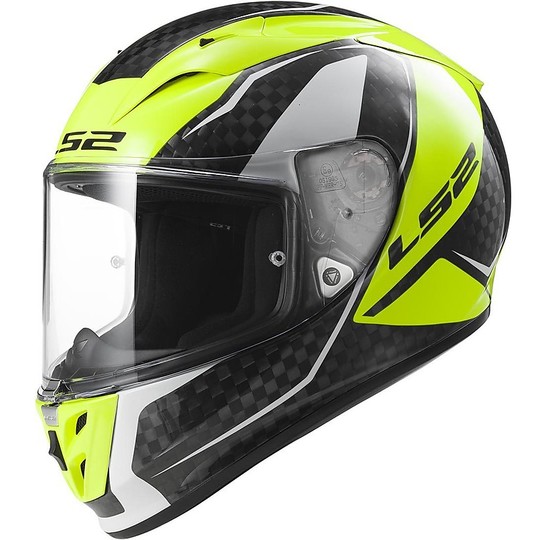 Helm Moto Integral Fiber LS2 FF323 Pfeil C Fury Carbon-Hallo-Vision-Gelb