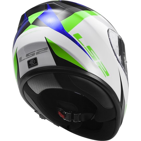Helm Moto Integral Fiber LS2 FF397 Vector Labyrinth Weiß / Grün