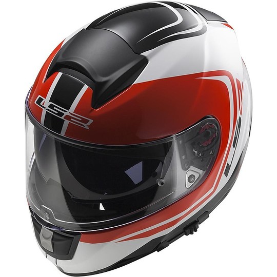 Helm Moto Integral Fiber LS2 FF397 Vector Wake Weiß / Schwarz / Rot