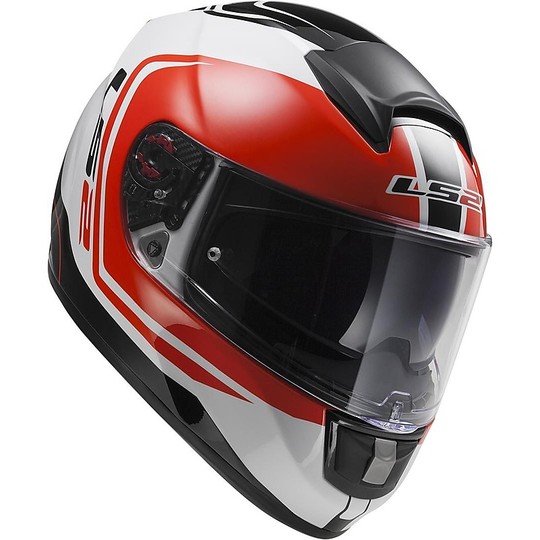 Helm Moto Integral Fiber LS2 FF397 Vector Wake Weiß / Schwarz / Rot