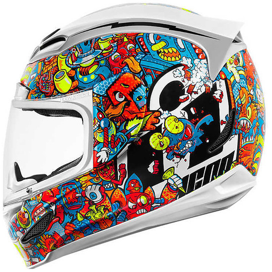 Helm Moto Integral Icon Airmada Doodle Weiß
