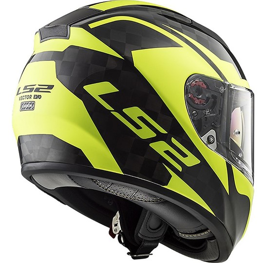 Helm Moto Integral Kohlenstoff Ls2 FF397 Vektor C Glanz Hallo-V gelb fluoreszierend