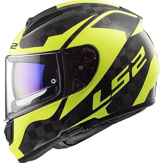 Helm Moto Integral Kohlenstoff Ls2 FF397 Vektor C Glanz Hallo-V gelb fluoreszierend